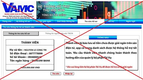 Cảnh báo hành vi lừa đảo, giả mạo hình ảnh, thông tin của Công ty TNHH Một thành viên Quản lý tài sản của các Tổ chức tín dụng Việt Nam - VAMC